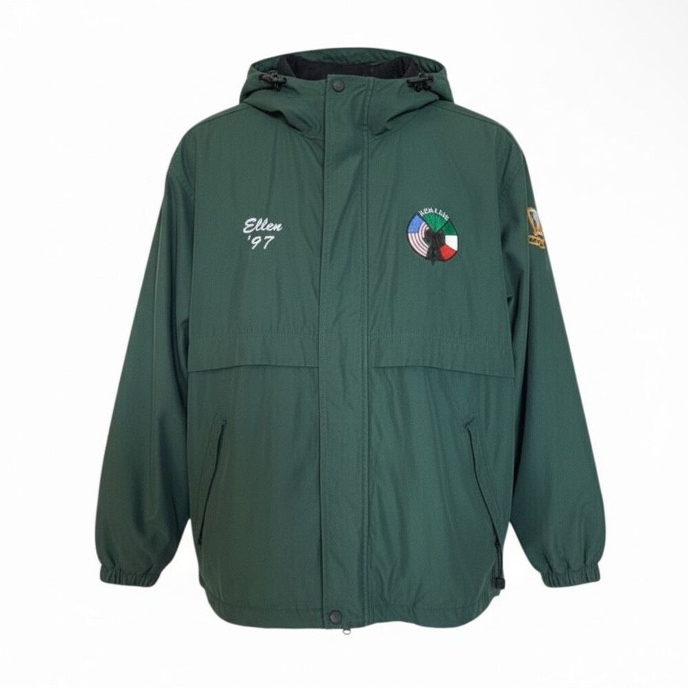 Ultra Club Ellen '97 AOH-LAOH 2004 Hooded‎ Lined Windbreaker Jacket Green Medium